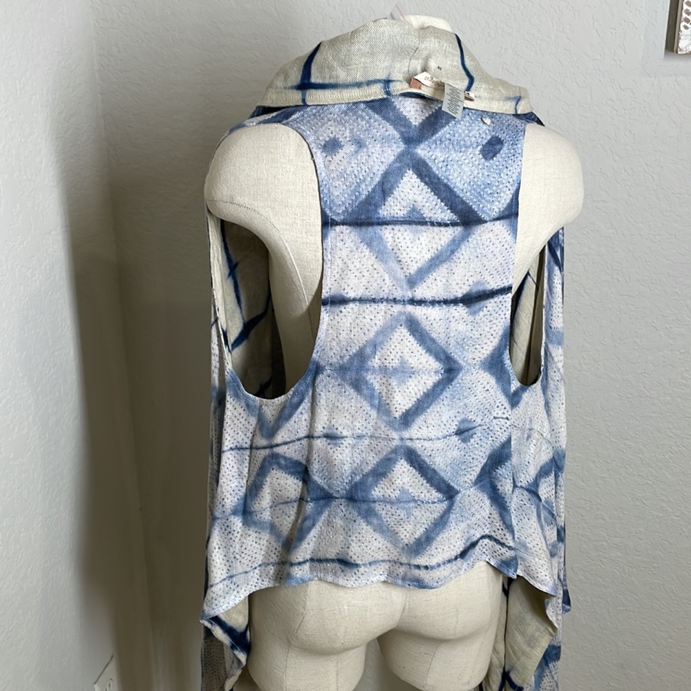 New Soft Surroundings indigo desert gauze linen vest reversible - Picture 5 of 7
